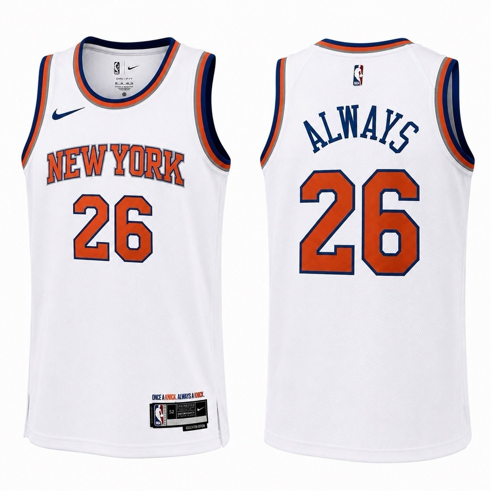 Custom Knicks Always #26 White 2026 Champions Size 52/XL
